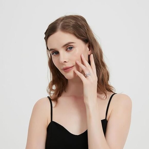 Genuine Moissanite or Simulated Diamond Sterling Silver 9mm Wide Bezel Set Ring - Picture 7 of 7